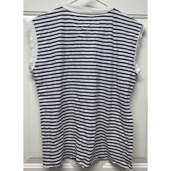 Frank & Eileen Aiden Striped muscle Tee sleeveless blue and white medium NWOT - Picture 4 of 6
